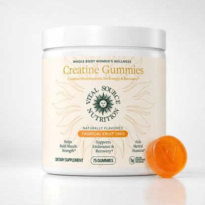Gomitas de Creatina Tropical Trio | De plano a lleno en 6 semanas. Sin shaker, solo mastica.